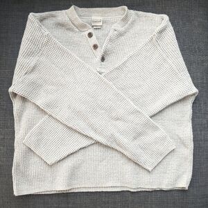 Cream Waffle Knit Henley Sweater